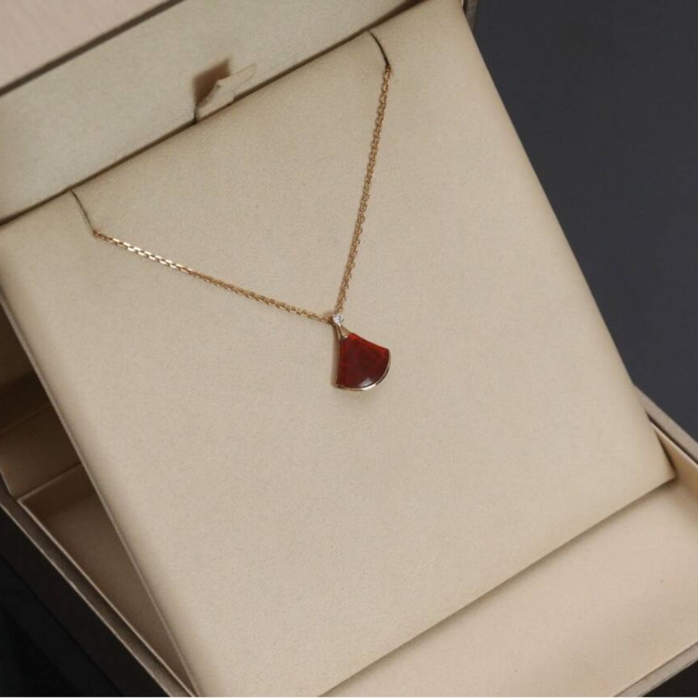 Bulgari 18K Gold Necklace with Red Pendant